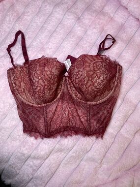 Victoria's Secret Burgundy Lace Longline Bustier